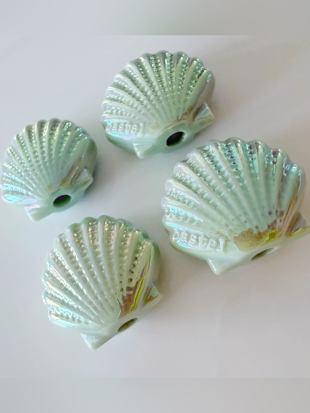 CJ Hendry sea green iridescent Pastel beads